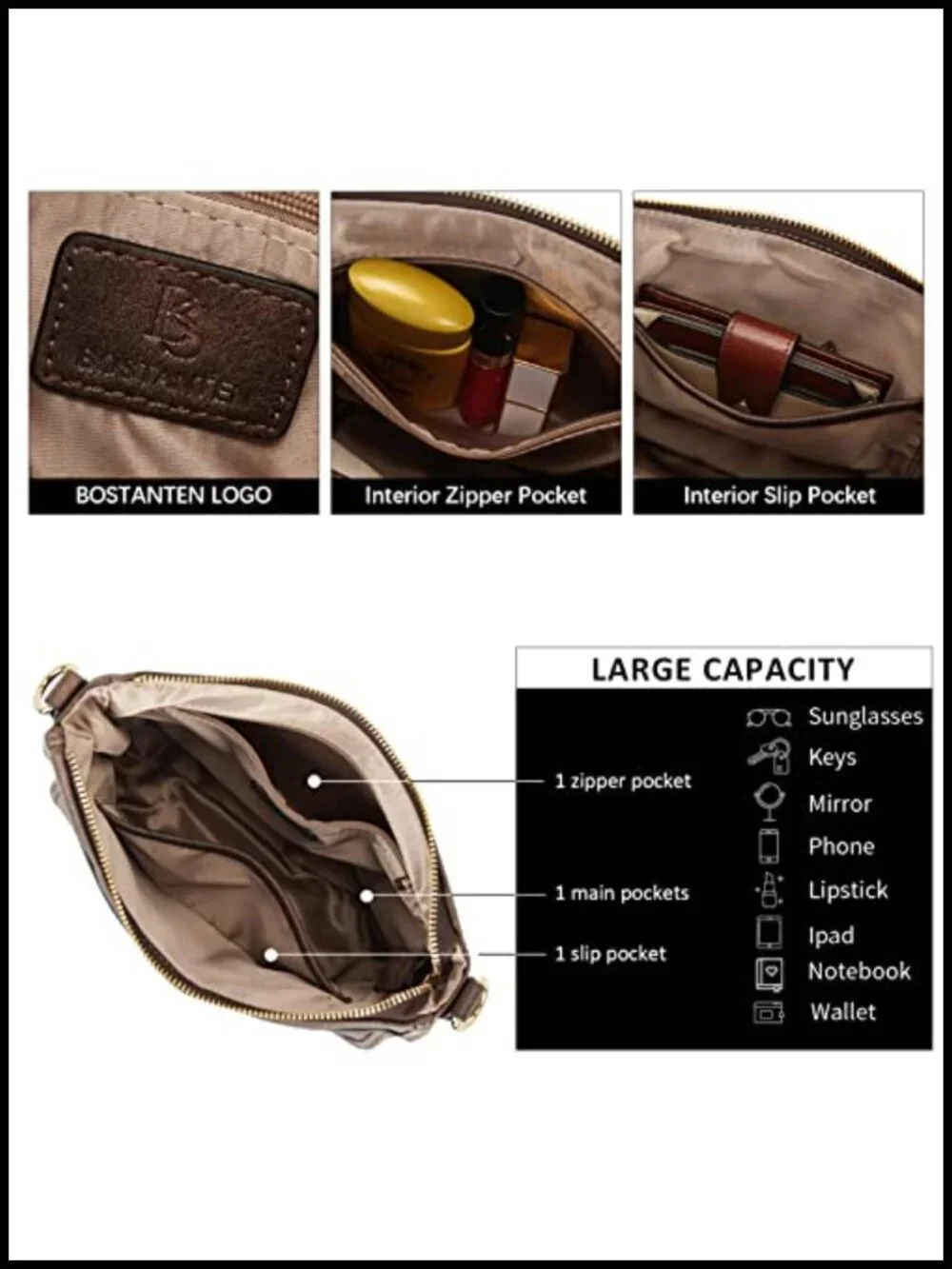 Vegan Leather Hobo Crossbody Bag with Wide Guitar Strap